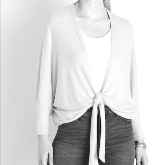 Chicos Blush beige Open tie front Knit Cardigan minimalist sweater-1P M/8P - Picture 2 of 13